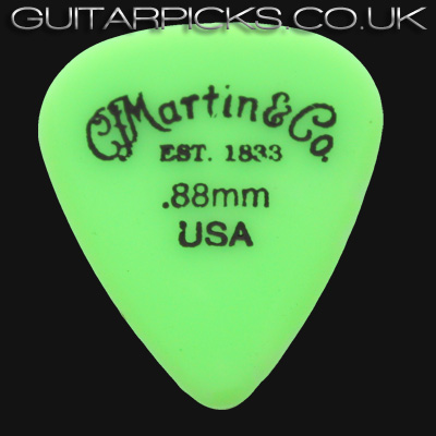 C F Martin Number 5 Delrin Fluorescent Green 0.88mm Guitar Picks - Click Image to Close