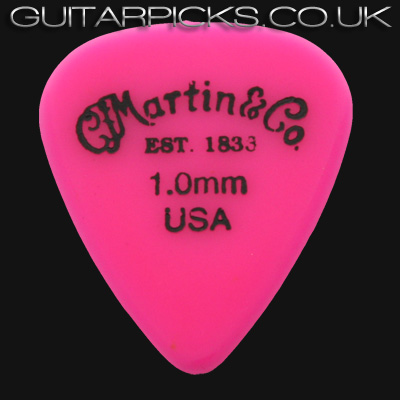 C F Martin Number 5 Delrin Fluorescent Pink 1.00mm Guitar Picks - Click Image to Close