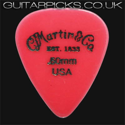 C F Martin Number 5 Delrin Fluorescent Red 0.50mm Guitar Picks - Click Image to Close