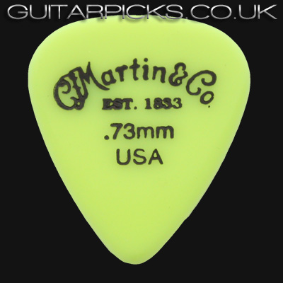 C F Martin Number 5 Delrin Fluorescent Yellow 0.73mm Guitar Picks - Click Image to Close