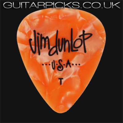 Dunlop Celluloid Classics Standard Orange Perloid Thin Guitar Picks - Click Image to Close