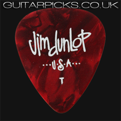 Dunlop Celluloid Classics Standard Red Perloid Thin Guitar Picks - Click Image to Close