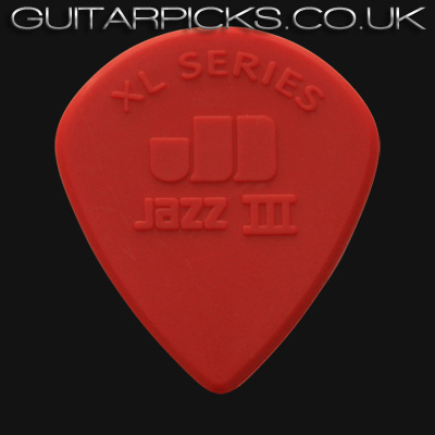 Dunlop Nylon Jazz III XL Red Nylon Sharp 1.38mm Guitar Picks - Click Image to Close