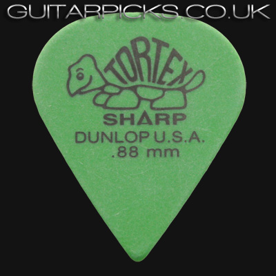 Dunlop Tortex Sharp 0.88mm Green Guitar Picks - Click Image to Close