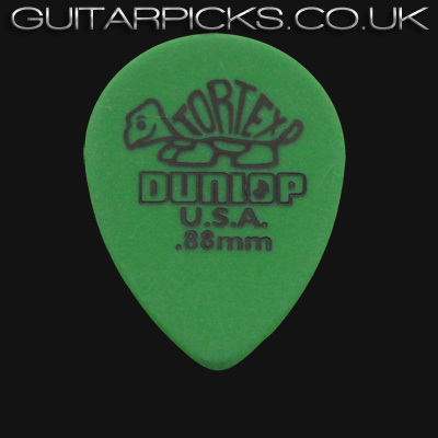 Dunlop Tortex Small Tear Drop 0.88mm Green Guitar Picks - Click Image to Close